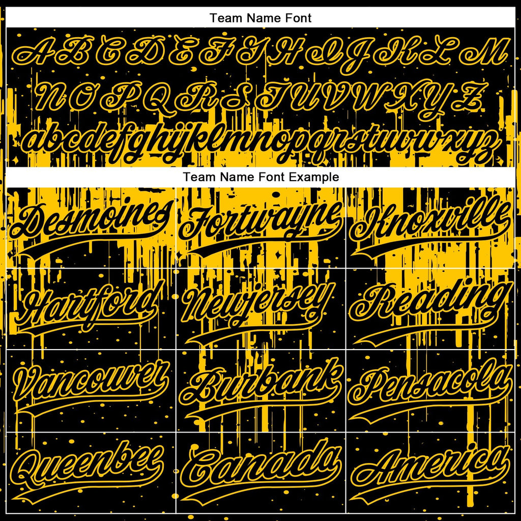 Custom Black Gold 3D Pattern Dripping Splatter Art Two-Button Unisex Softball Jersey photo 4