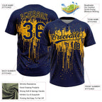 Custom Navy Gold 3D Pattern Dripping Splatter Art Two-Button Unisex Softball Jersey photo 3