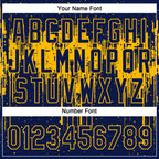 Custom Navy Gold 3D Pattern Dripping Splatter Art Two-Button Unisex Softball Jersey photo 5