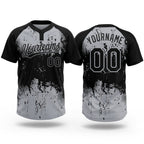 Custom Black Gray 3D Pattern Abstract Splatter Grunge Art Two-Button Unisex Softball Jersey