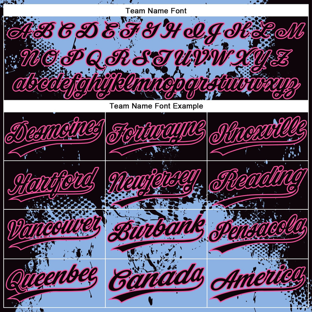 Custom Black Light Blue-Pink 3D Pattern Abstract Splatter Grunge Art Two-Button Unisex Softball Jersey photo 4