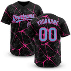 Custom Black Light Blue-Pink 3D Pattern Abstract Network Two-Button Unisex Softball Jersey