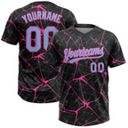 Custom Black Light Blue-Pink 3D Pattern Abstract Network Two-Button Unisex Softball Jersey photo 1