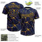 Custom Navy Gold 3D Pattern Abstract Network Two-Button Unisex Softball Jersey photo 3