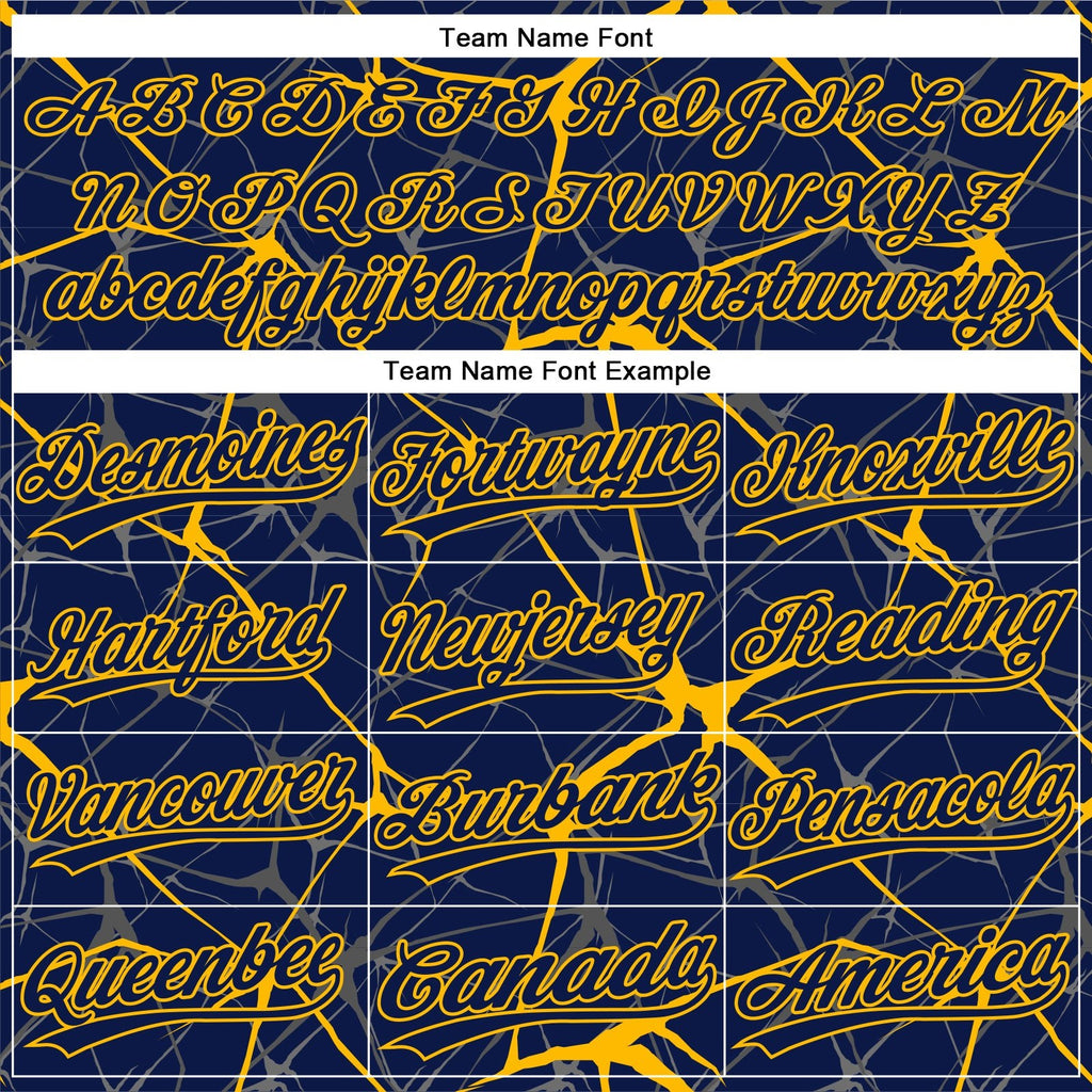 Custom Navy Gold 3D Pattern Abstract Network Two-Button Unisex Softball Jersey photo 4