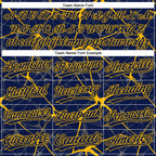 Custom Navy Gold 3D Pattern Abstract Network Two-Button Unisex Softball Jersey photo 4