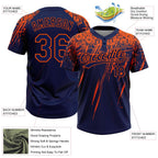 Custom Navy Orange 3D Pattern Abstract Sharp Shape Two-Button Unisex Softball Jersey photo 3