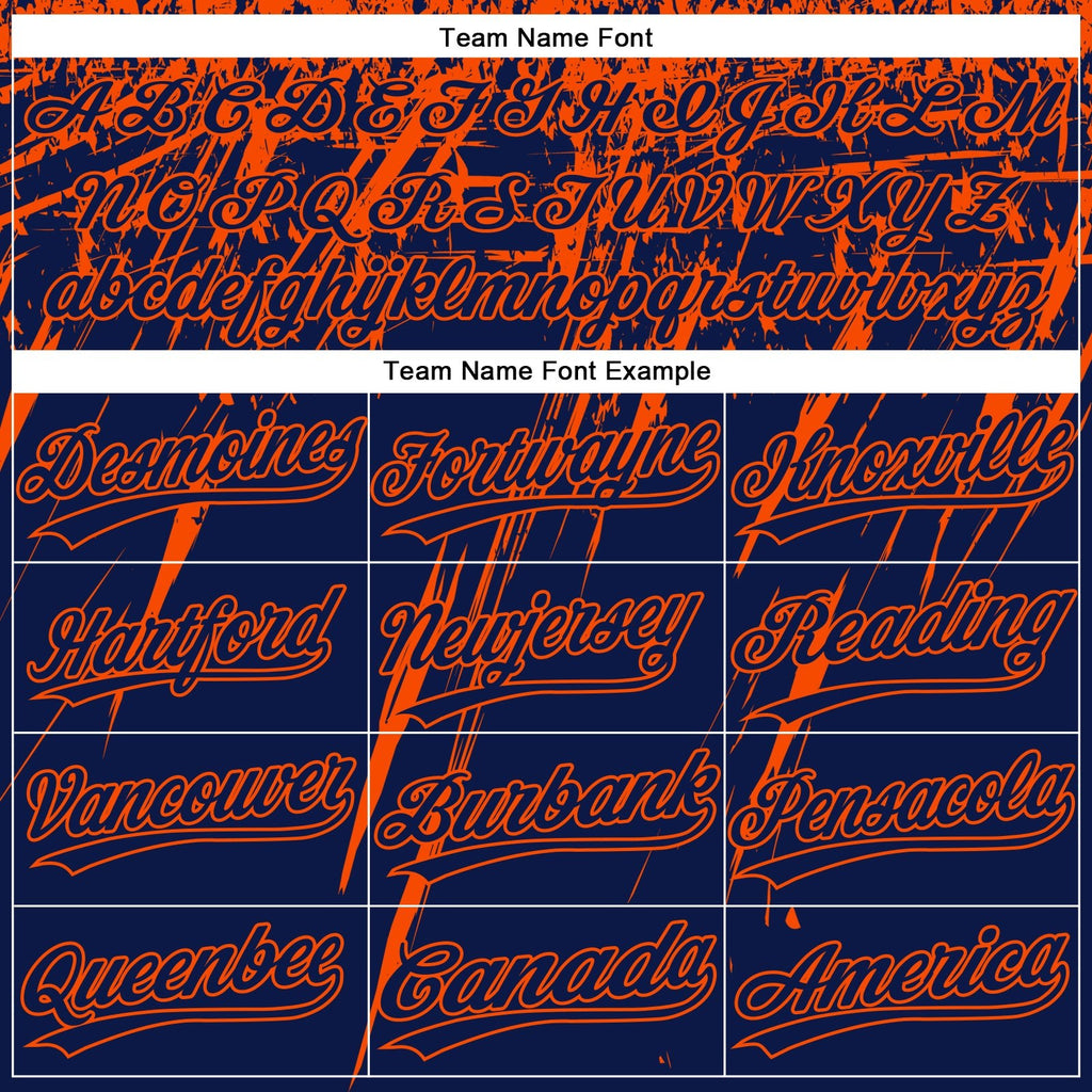 Custom Navy Orange 3D Pattern Abstract Sharp Shape Two-Button Unisex Softball Jersey photo 4