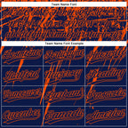 Custom Navy Orange 3D Pattern Abstract Sharp Shape Two-Button Unisex Softball Jersey photo 4