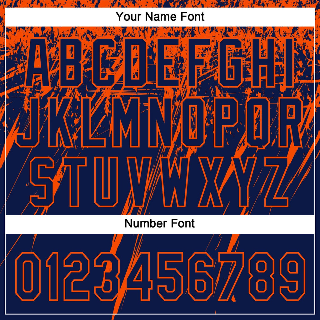 Custom Navy Orange 3D Pattern Abstract Sharp Shape Two-Button Unisex Softball Jersey photo 5