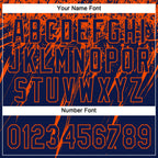 Custom Navy Orange 3D Pattern Abstract Sharp Shape Two-Button Unisex Softball Jersey photo 5