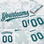 Custom White Teal-Gray 3D Pattern Curve Lines Two-Button Unisex Softball Jersey detail