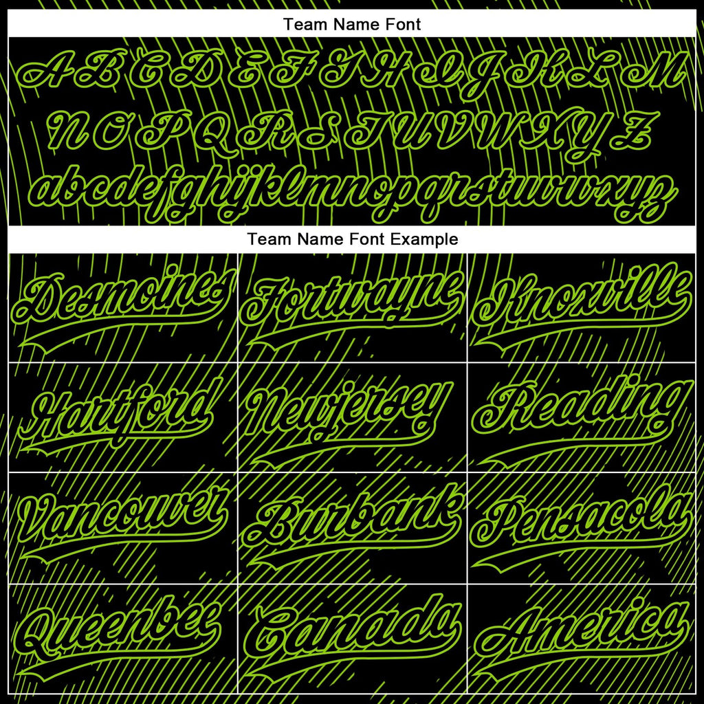 Custom Black Neon Green 3D Pattern Curve Lines Two-Button Unisex Softball Jersey photo 3