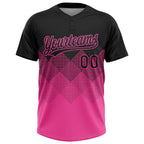Custom Black Pink 3D Pattern Gradient Square Shapes Two-Button Unisex Softball Jersey photo 2