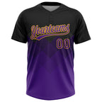 Custom Black Purple-Gold 3D Pattern Gradient Square Shapes Two-Button Unisex Softball Jersey photo 2