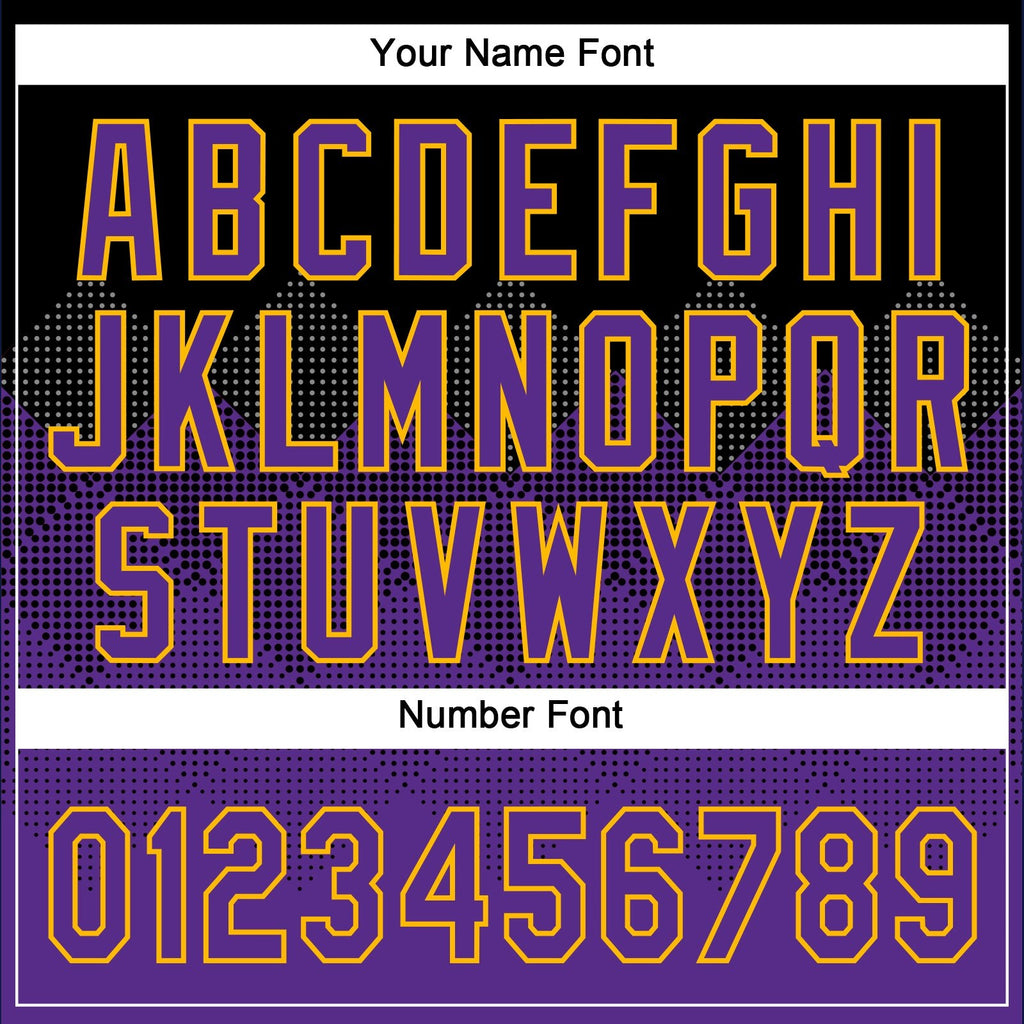 Custom Black Purple-Gold 3D Pattern Gradient Square Shapes Two-Button Unisex Softball Jersey photo 5