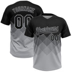 Custom Black Gray 3D Pattern Gradient Square Shapes Two-Button Unisex Softball Jersey photo 1