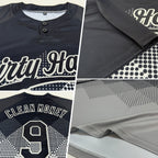 Custom Black Gray 3D Pattern Gradient Square Shapes Two-Button Unisex Softball Jersey photo 2