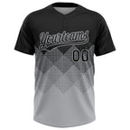 Custom Black Gray 3D Pattern Gradient Square Shapes Two-Button Unisex Softball Jersey photo 3