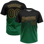 Custom Black Kelly Green-Old Gold 3D Pattern Gradient Square Shapes Two-Button Unisex Softball Jersey photo 1