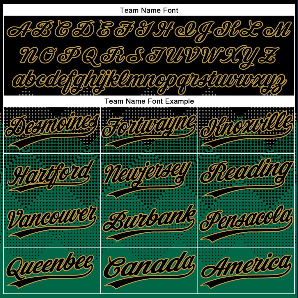 Custom Black Kelly Green-Old Gold 3D Pattern Gradient Square Shapes Two-Button Unisex Softball Jersey photo 4