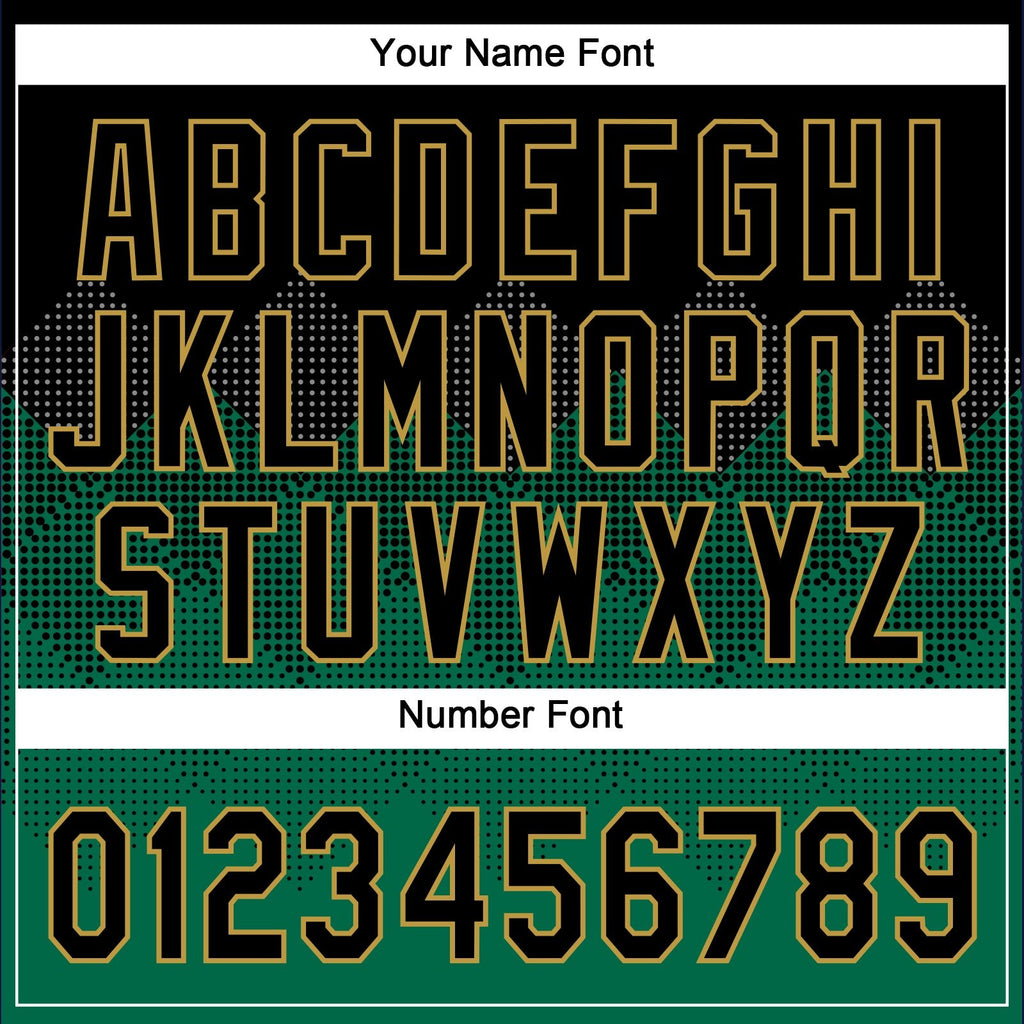Custom Black Kelly Green-Old Gold 3D Pattern Gradient Square Shapes Two-Button Unisex Softball Jersey photo 5