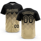 Custom Black Cream 3D Pattern Gradient Square Shapes Two-Button Unisex Softball Jersey