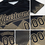 Custom Black Cream 3D Pattern Gradient Square Shapes Two-Button Unisex Softball Jersey detail