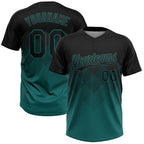 Custom Black Teal 3D Pattern Gradient Square Shapes Two-Button Unisex Softball Jersey photo 1