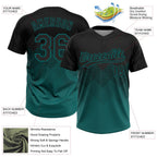 Custom Black Teal 3D Pattern Gradient Square Shapes Two-Button Unisex Softball Jersey photo 3