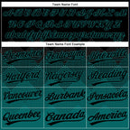 Custom Black Teal 3D Pattern Gradient Square Shapes Two-Button Unisex Softball Jersey photo 4