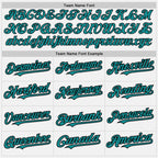 Custom White Black Pinstripe Teal Two-Button Unisex Softball Jersey photo 3