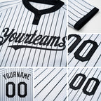 Custom White Black Pinstripe Black Two-Button Unisex Softball Jersey detail
