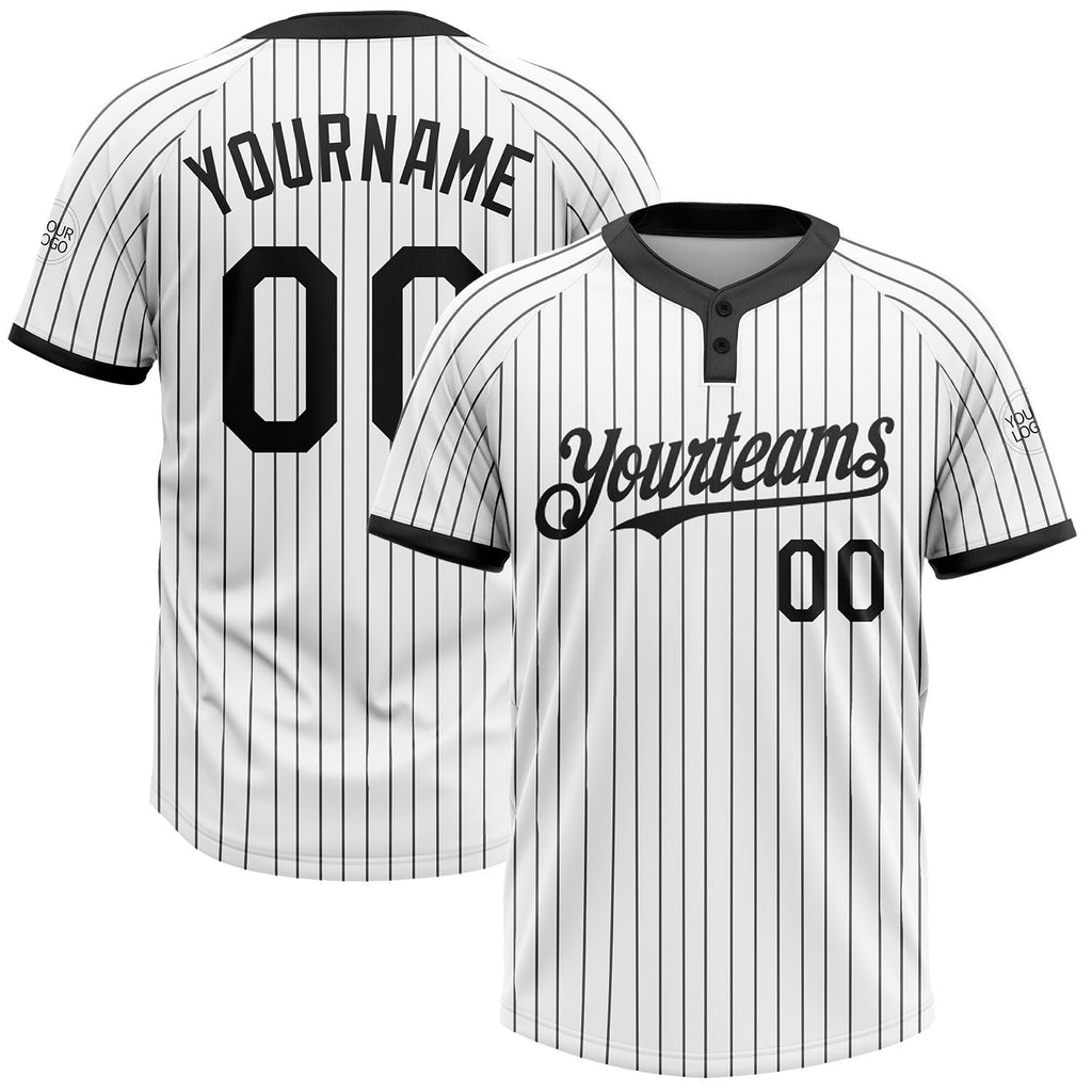 build white pinstripe softball black jersey two button softball0777