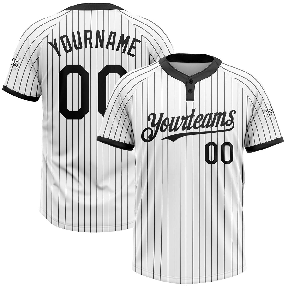 build white pinstripe softball black jersey two button softball0777
