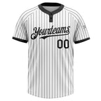 Custom White Black Pinstripe Black Two-Button Unisex Softball Jersey photo 1