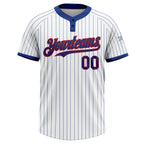 Custom White Royal Pinstripe Red Two-Button Unisex Softball Jersey photo 2