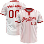 build white pinstripe softball red jersey two button softball0802
