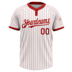Custom White Red Pinstripe Red Two-Button Unisex Softball Jersey photo 1