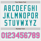 Custom White Teal Pinstripe Pink Two-Button Unisex Softball Jersey photo 3