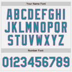 Custom White Pink Pinstripe Teal Two-Button Unisex Softball Jersey photo 4