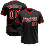 Custom Black Red Pinstripe White Two-Button Unisex Softball Jersey photo 1