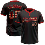 Custom Black Red Pinstripe Vintage USA Flag Two-Button Unisex Softball Jersey photo 1