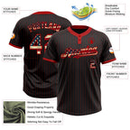 Custom Black Red Pinstripe Vintage USA Flag Two-Button Unisex Softball Jersey photo 3