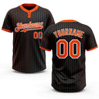 Custom Black Orange Pinstripe White Two-Button Unisex Softball Jersey