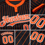 Custom Black Orange Pinstripe White Two-Button Unisex Softball Jersey detail