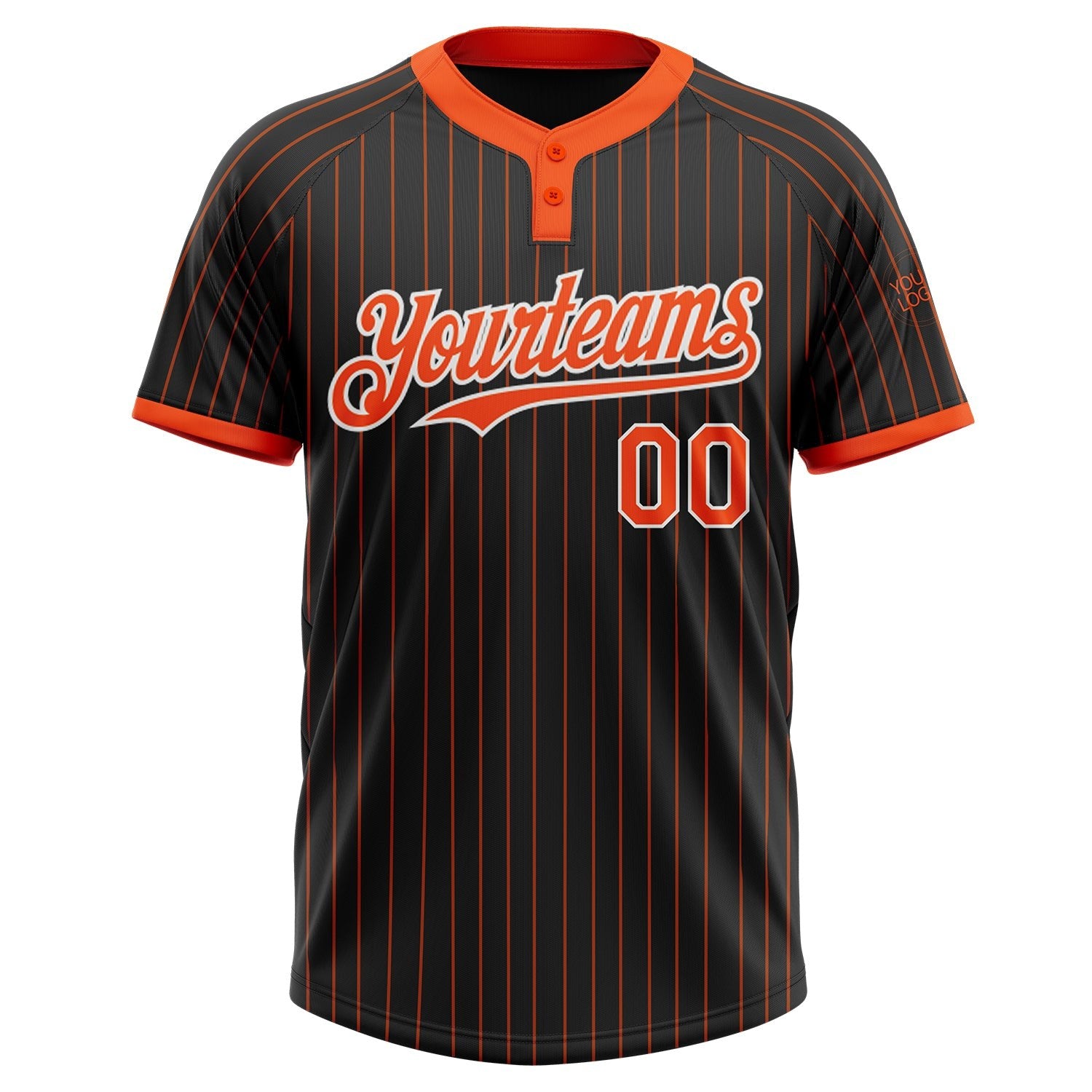 Custom Black Orange Pinstripe White Two-Button Unisex Softball Jersey photo 2