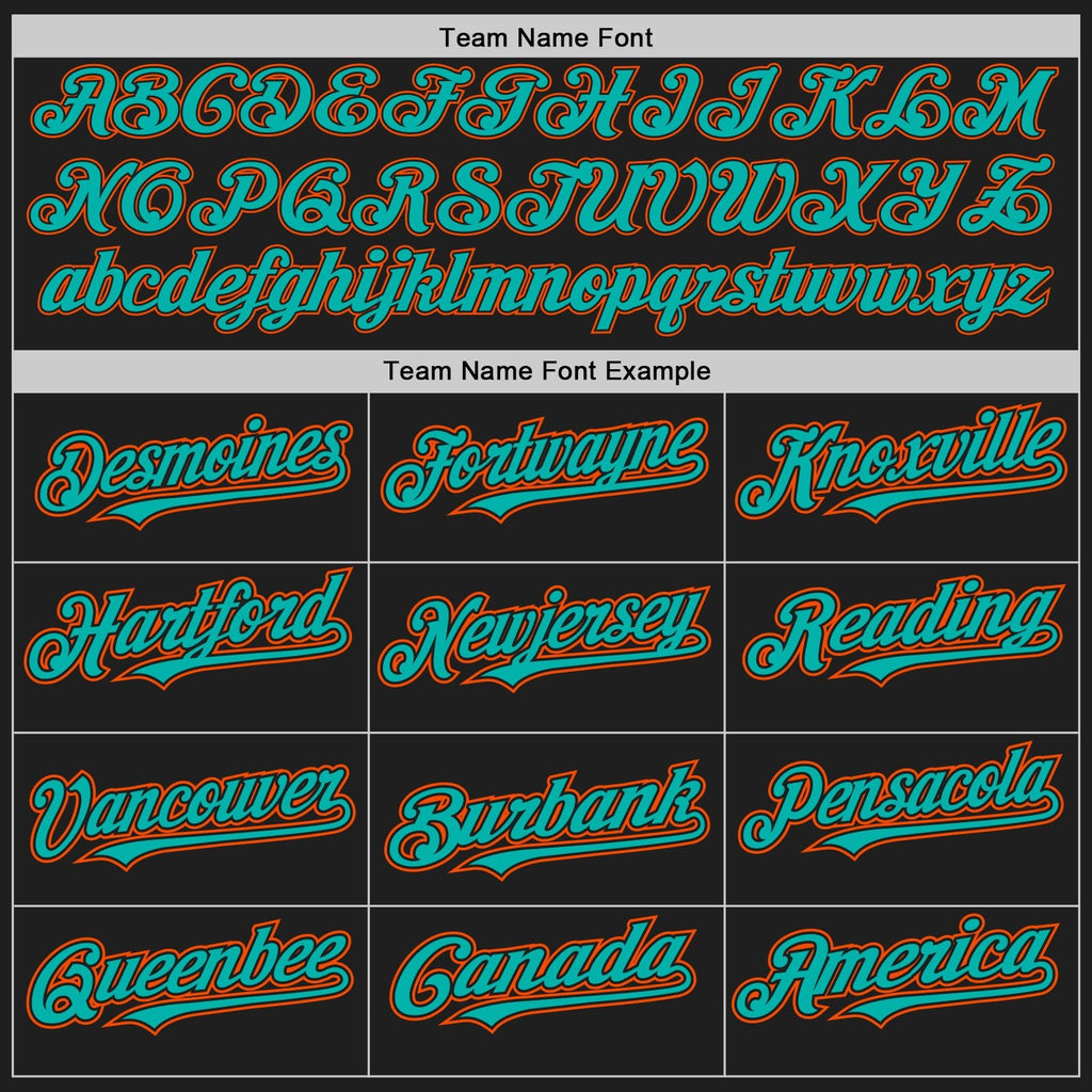 Custom Black Orange Pinstripe Aqua Two-Button Unisex Softball Jersey photo 4