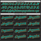 Custom Black Orange Pinstripe Aqua Two-Button Unisex Softball Jersey photo 4