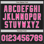 Custom Black Pink Pinstripe White Two-Button Unisex Softball Jersey photo 4